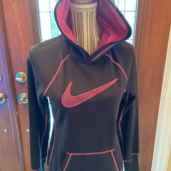 Nike Tops - Nike black hooded sweat shirt size sm